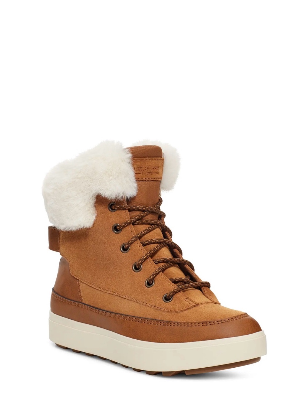Koolaburra by Ugg Tan Faux-Suede Lace-Up Faux-Fur Collar Sneaker Boot